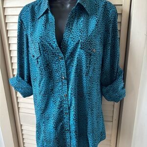 Almost Vintage Y2K Express Women’s Leopard Print Blouse XL